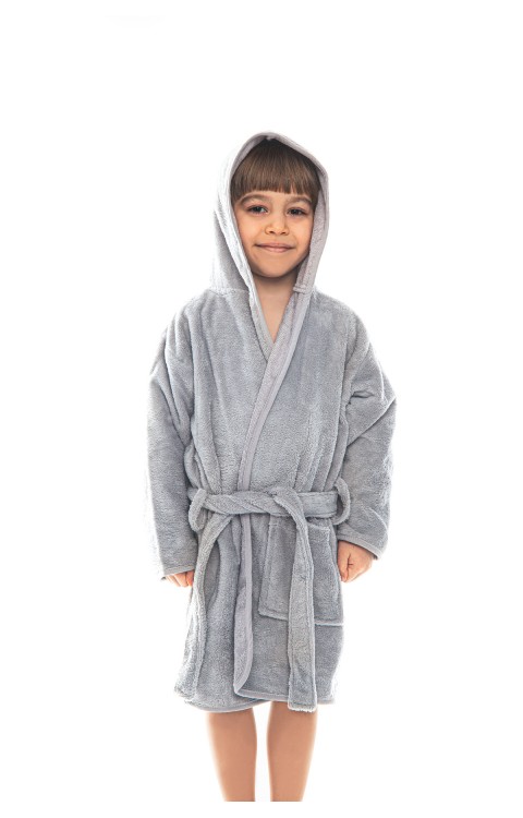 BAMBU ÇOCUK BORNOZ ORGANİK (5-6 Yaş  GRİ)