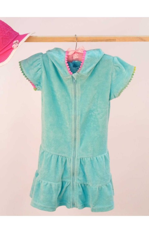 çocuk havlu plaj elbisesi (9-10 Yaş  Mavi)
