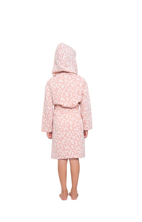 Jakarlı çocuk bornozu (6-7 Yaş  Kırmızı kiremit)