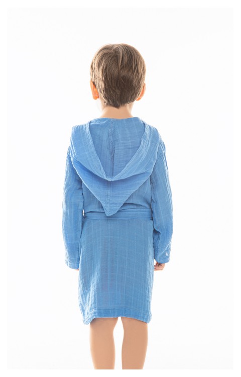 müslin çocuk bornoz (4-6 AY  Mavi)