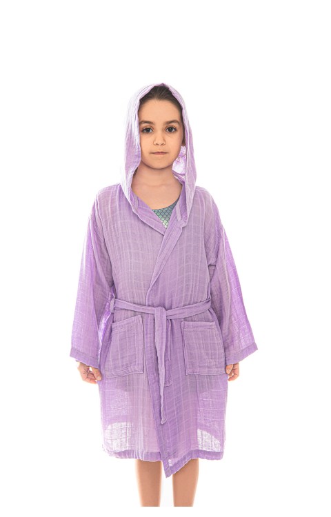 müslin çocuk bornoz (4-6 AY  Mor)