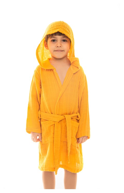 müslin çocuk bornoz (4-6 AY  Sarı)