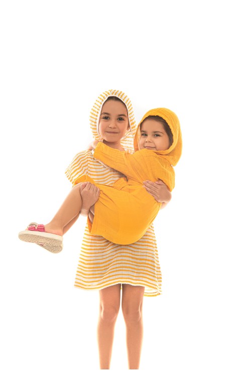 müslin çocuk bornoz (4-6 AY  Sarı)