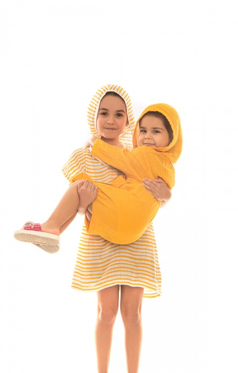 müslin çocuk bornoz (4-6 AY  Sarı)