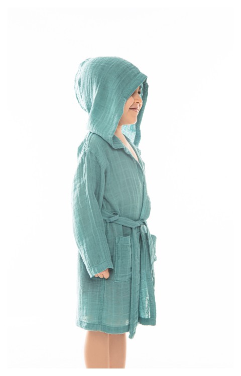 müslin çocuk bornoz (4-6 AY  Yeşil)