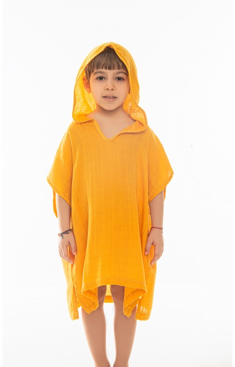 MÜSLİN ÇOCUK PANÇO (0-2 Yaş  Sarı)