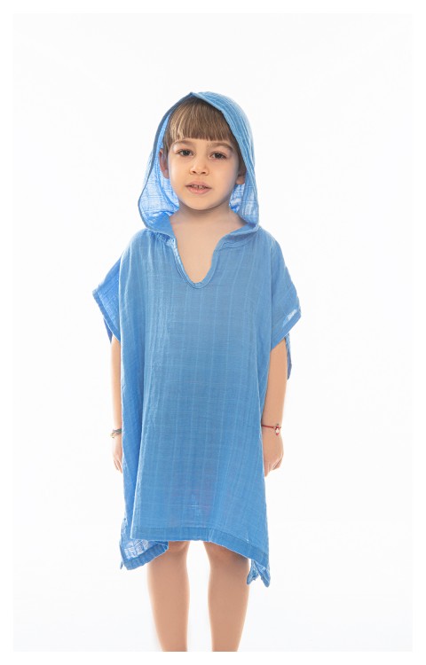 MÜSLİN ÇOCUK PANÇO (2-4 Yaş  Mavi)