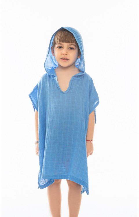 MÜSLİN ÇOCUK PANÇO (2-4 Yaş  Mavi)
