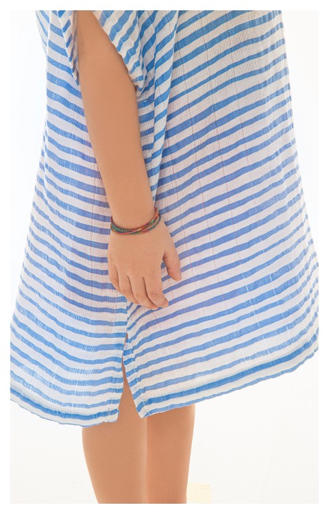 MÜSLİN ÇOCUK PANÇO (2-4 Yaş  Mavi Çizgili)