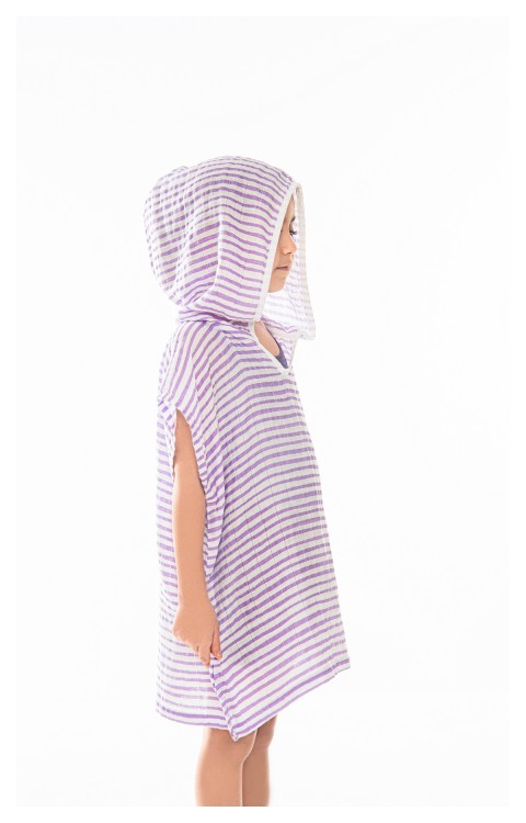 MÜSLİN ÇOCUK PANÇO (2-4 Yaş  Mor Çizgili)