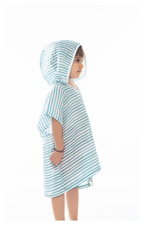 MÜSLİN ÇOCUK PANÇO (2-4 Yaş  Yeşil Çizgili)