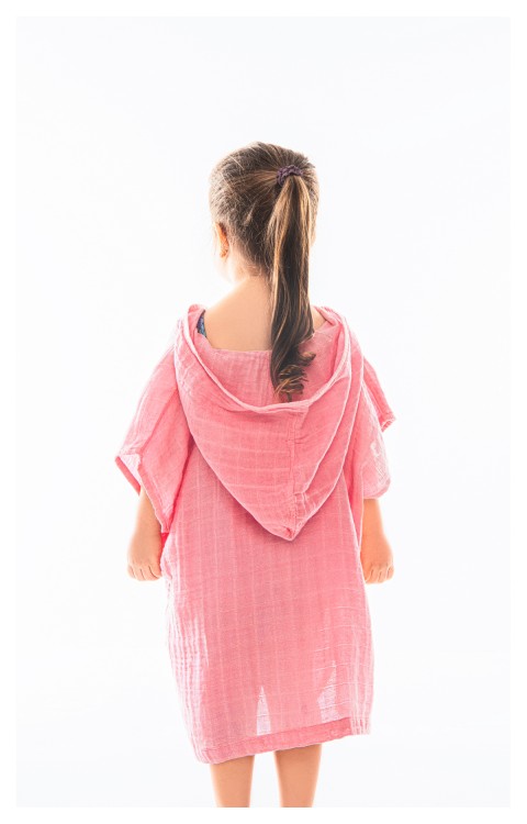 MÜSLİN ÇOCUK PANÇO (4-6 Yaş  Pembe)