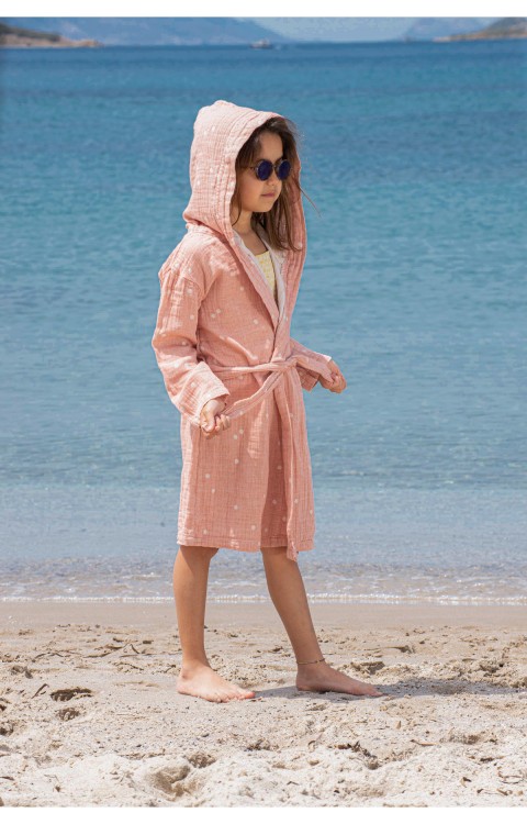 Pamuklu Çocuk Bornoz (4-5  Kırmızı kiremit)