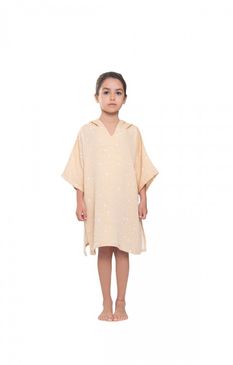 Pamuklu Çocuk Panço (3-6 Yaş  Sarı puantiye)