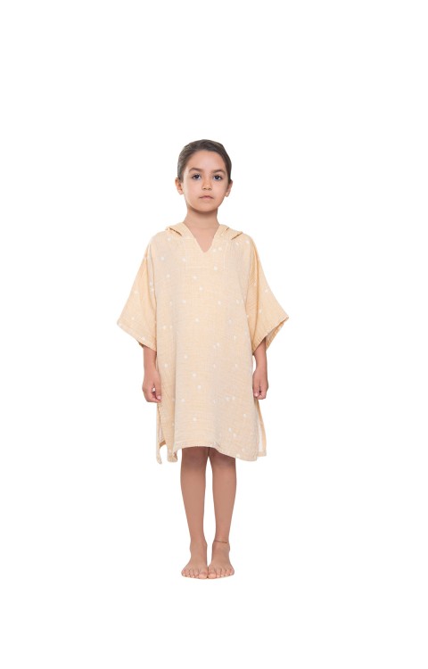 Pamuklu Çocuk Panço (3-6 Yaş  Sarı puantiye)